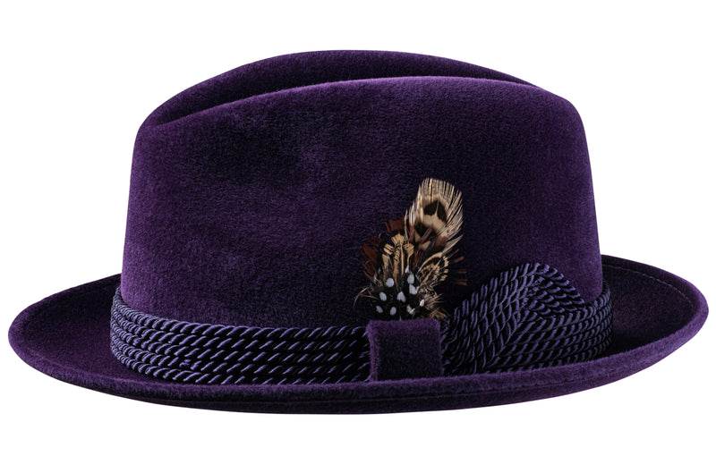 mens purple dress hats Dark Purple Fur Felt Fedora
